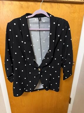 SHEIN Black Polka Dot Shawl Collar Blazer